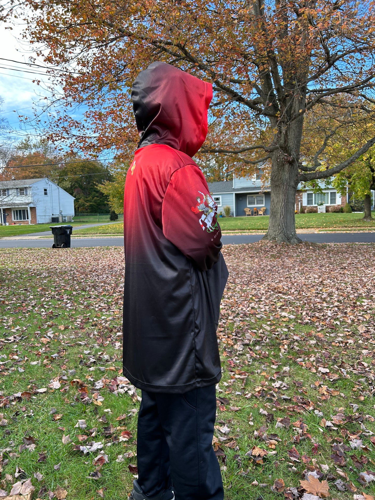 Spartan Helmet Red Gold Black Men's Sports Warmup Hoodie