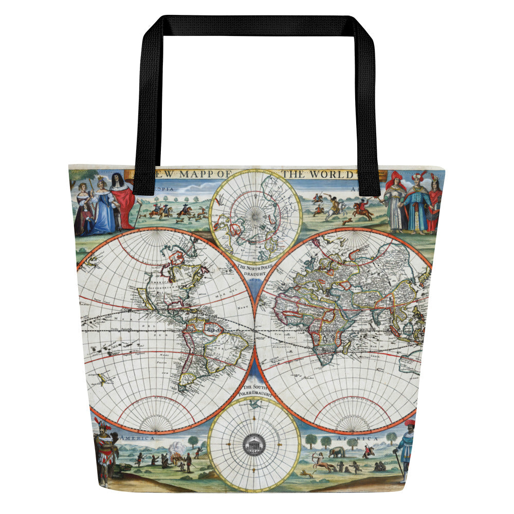 Atlas Map 1676 Institute Natural Philosophy Large Tote Bag