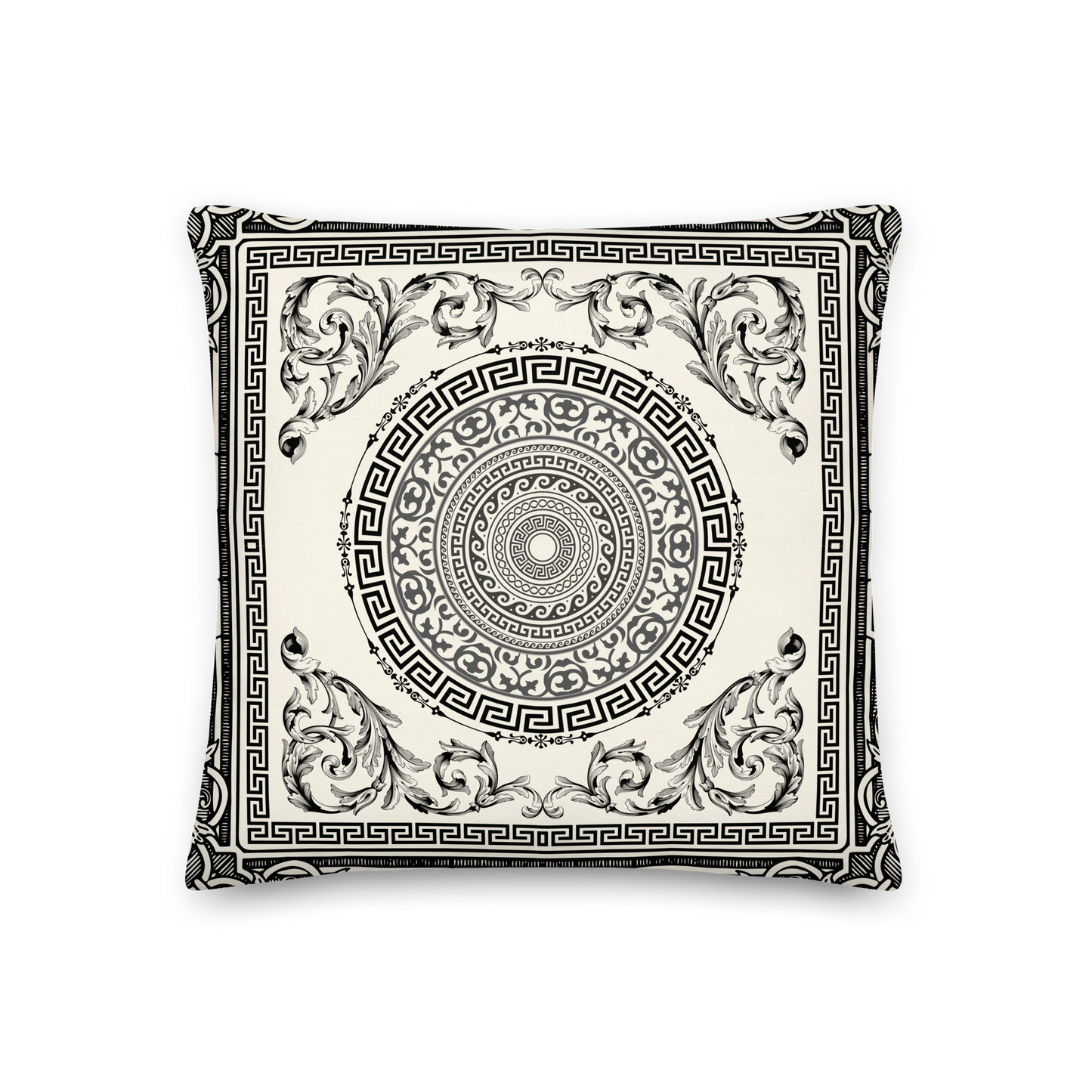 Ornate Baroque Antique White Black Premium Pillow