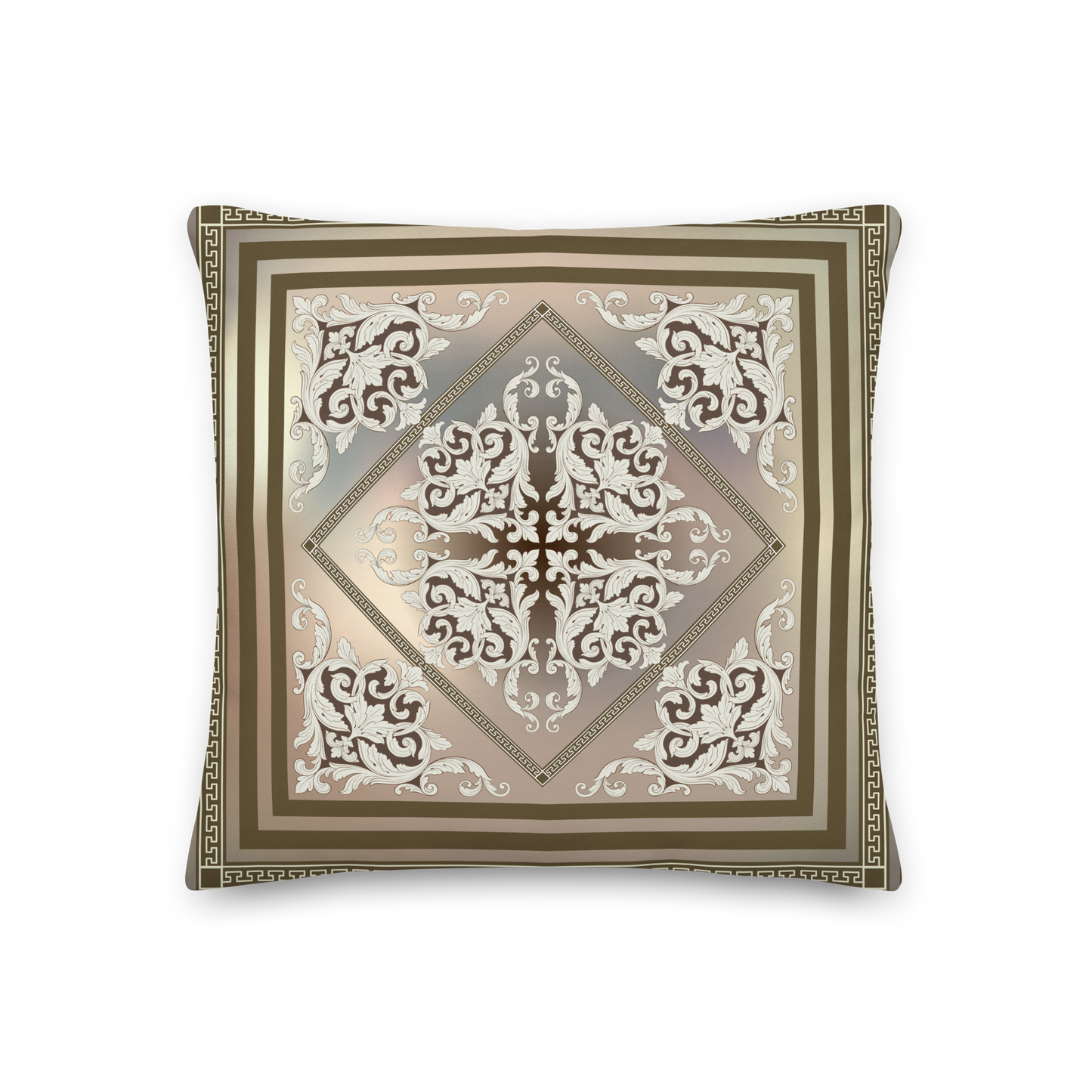 Greek Key Bronze Cream Ornate Premium Pillow