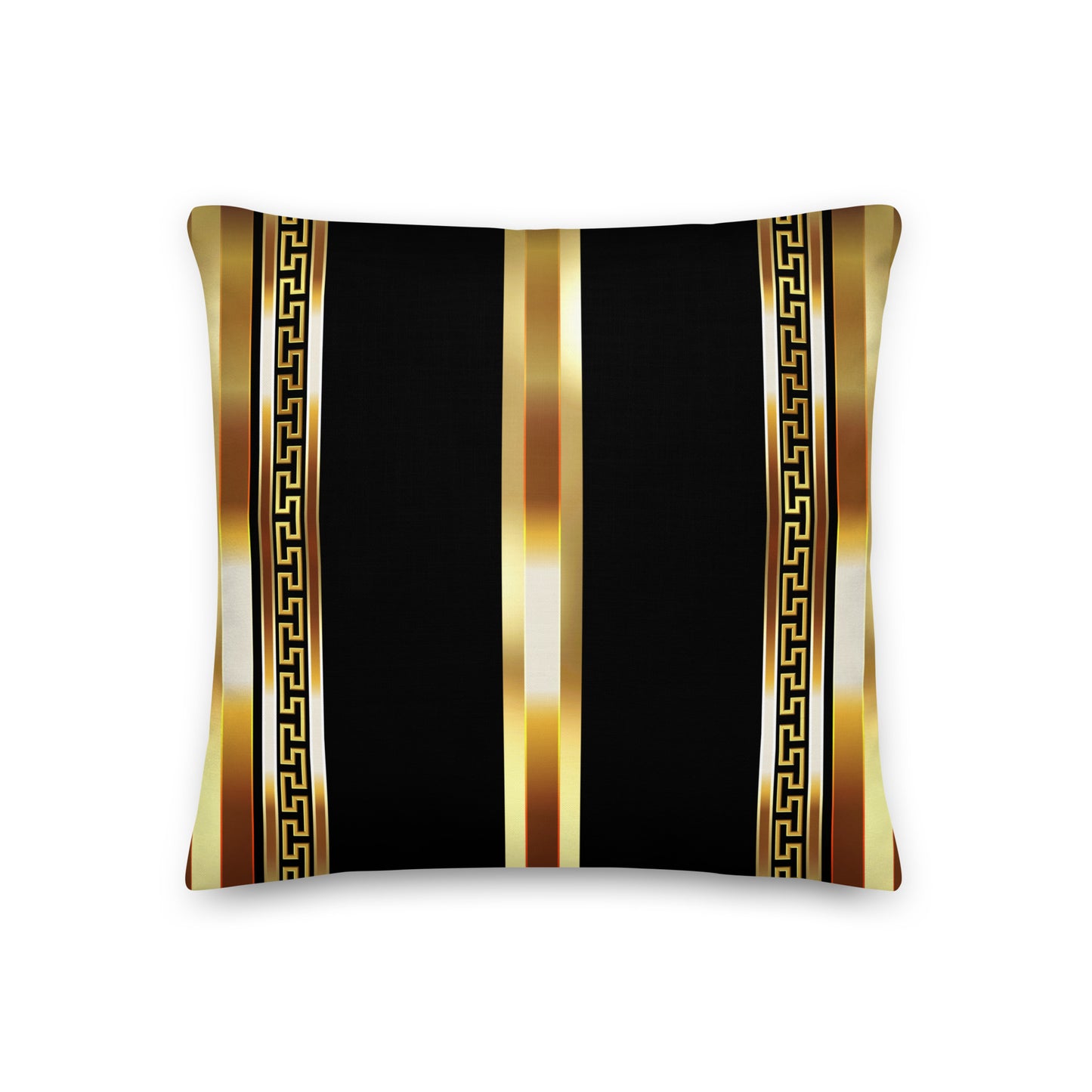 Gold Greek Key Black Premium Pillow
