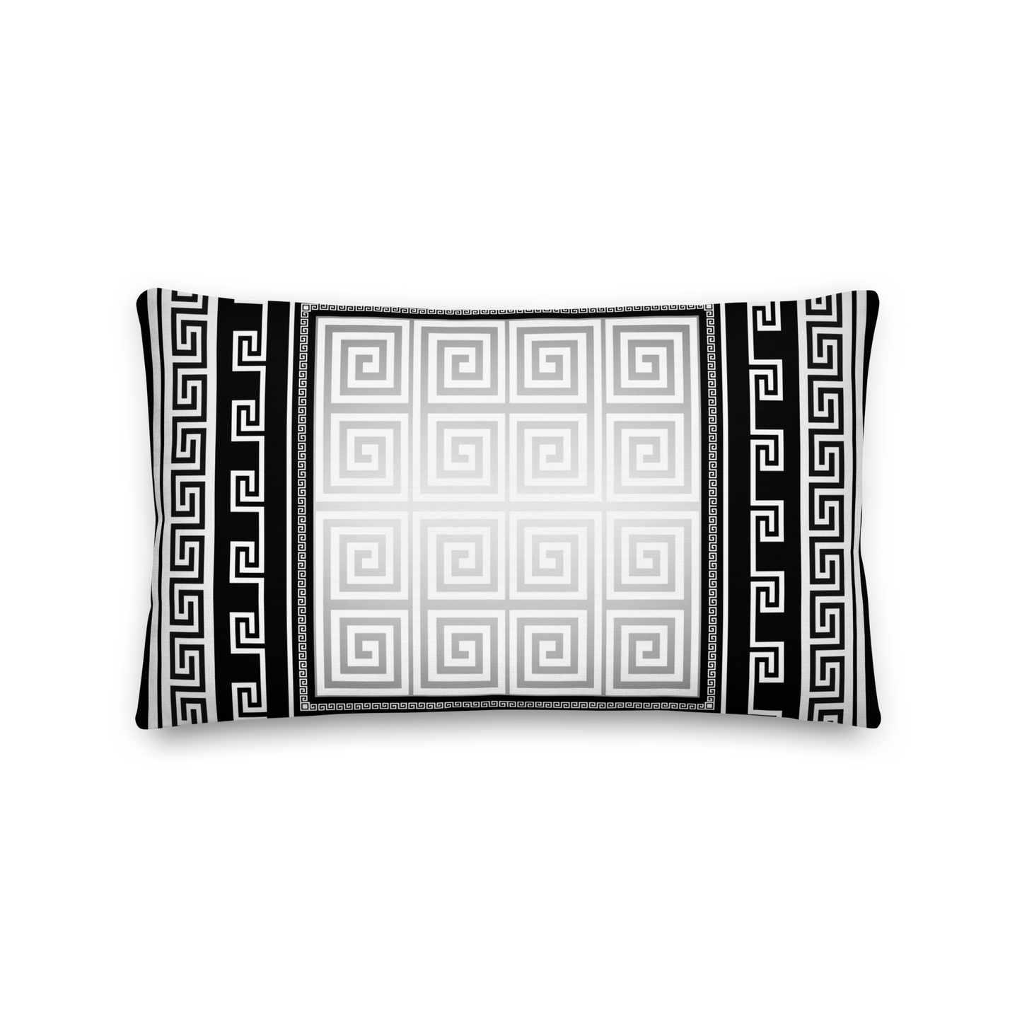 Greek Key Black Silver Gray Premium Pillow