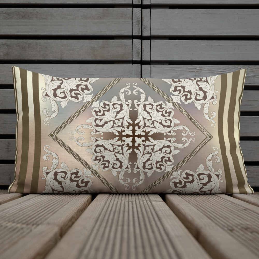 Greek Key Bronze Cream Ornate Premium Pillow
