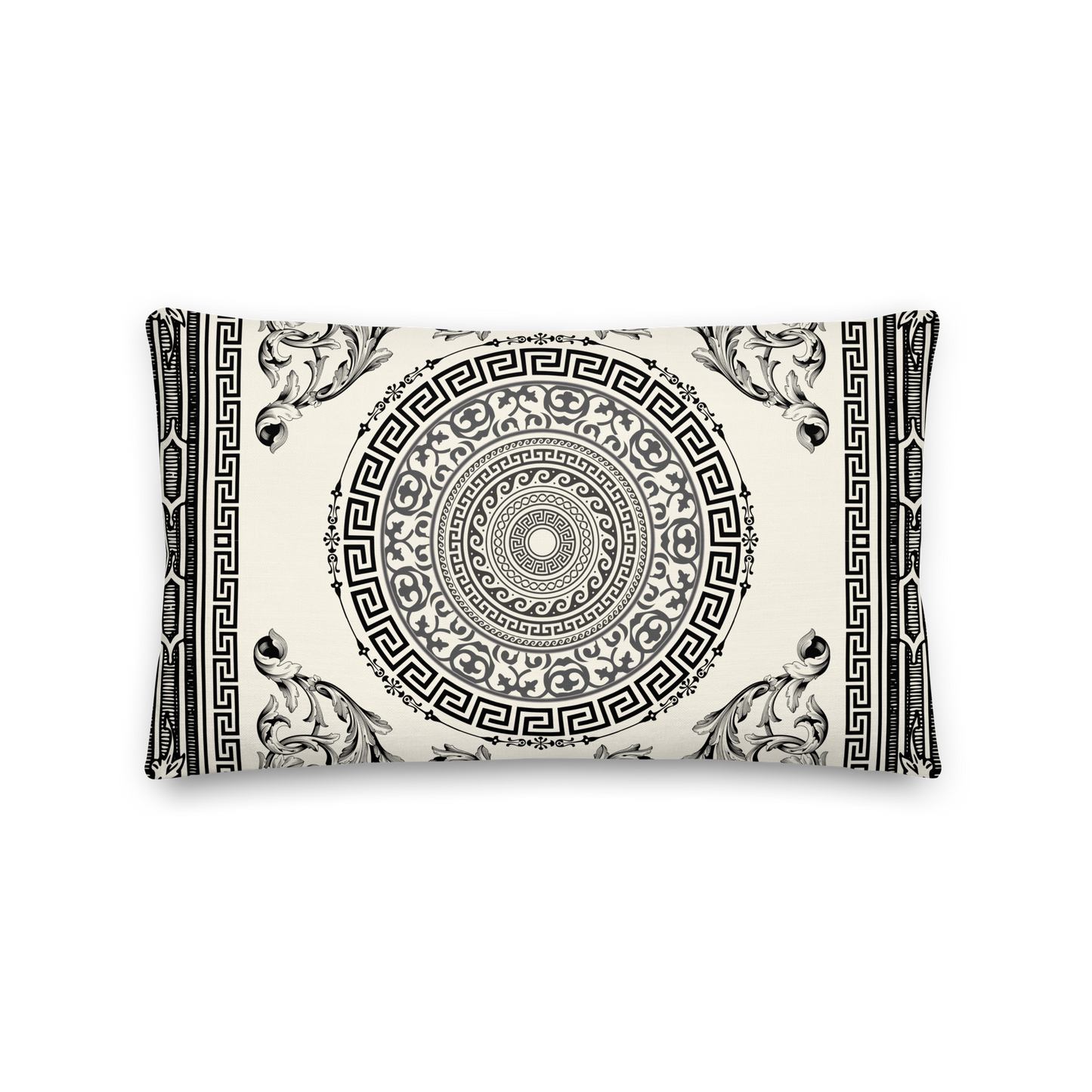 Ornate Baroque Antique White Black Premium Pillow