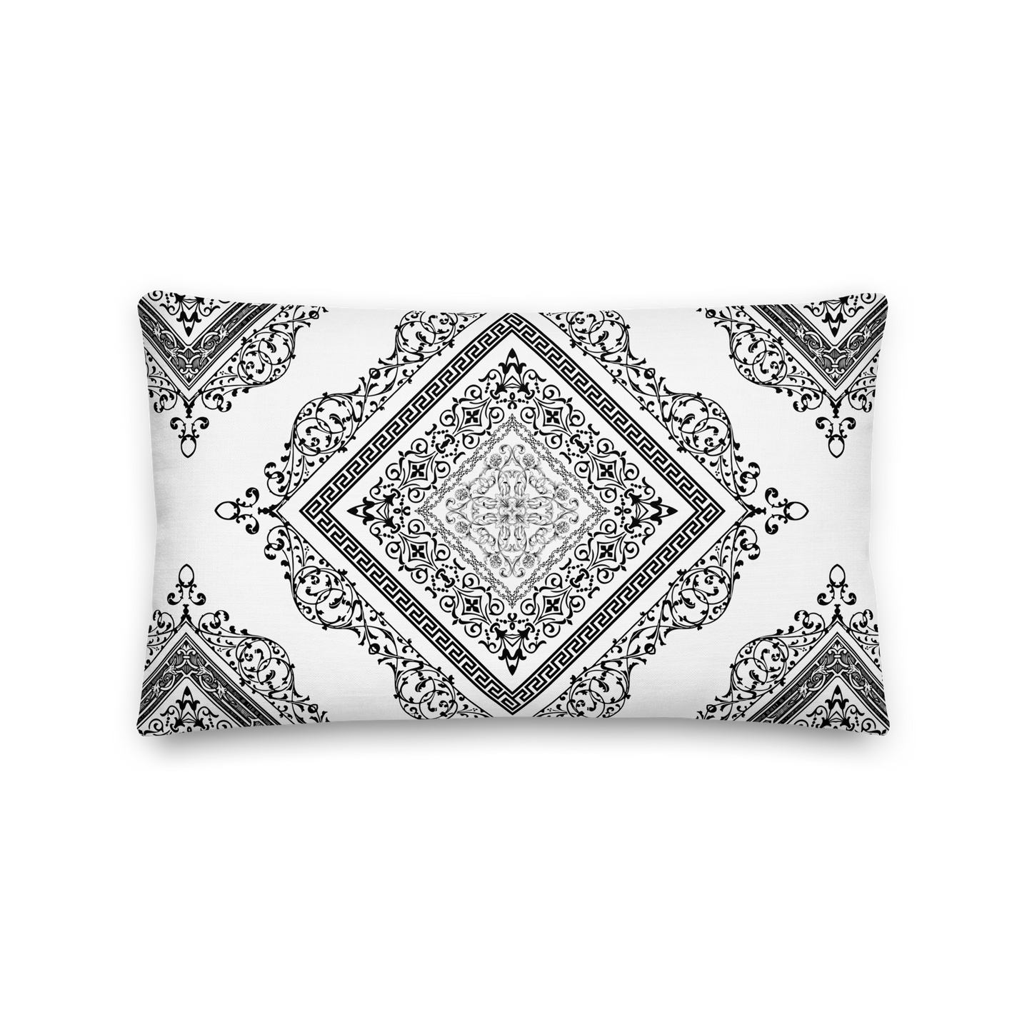 Greek Key White Black Ornate Premium Pillow