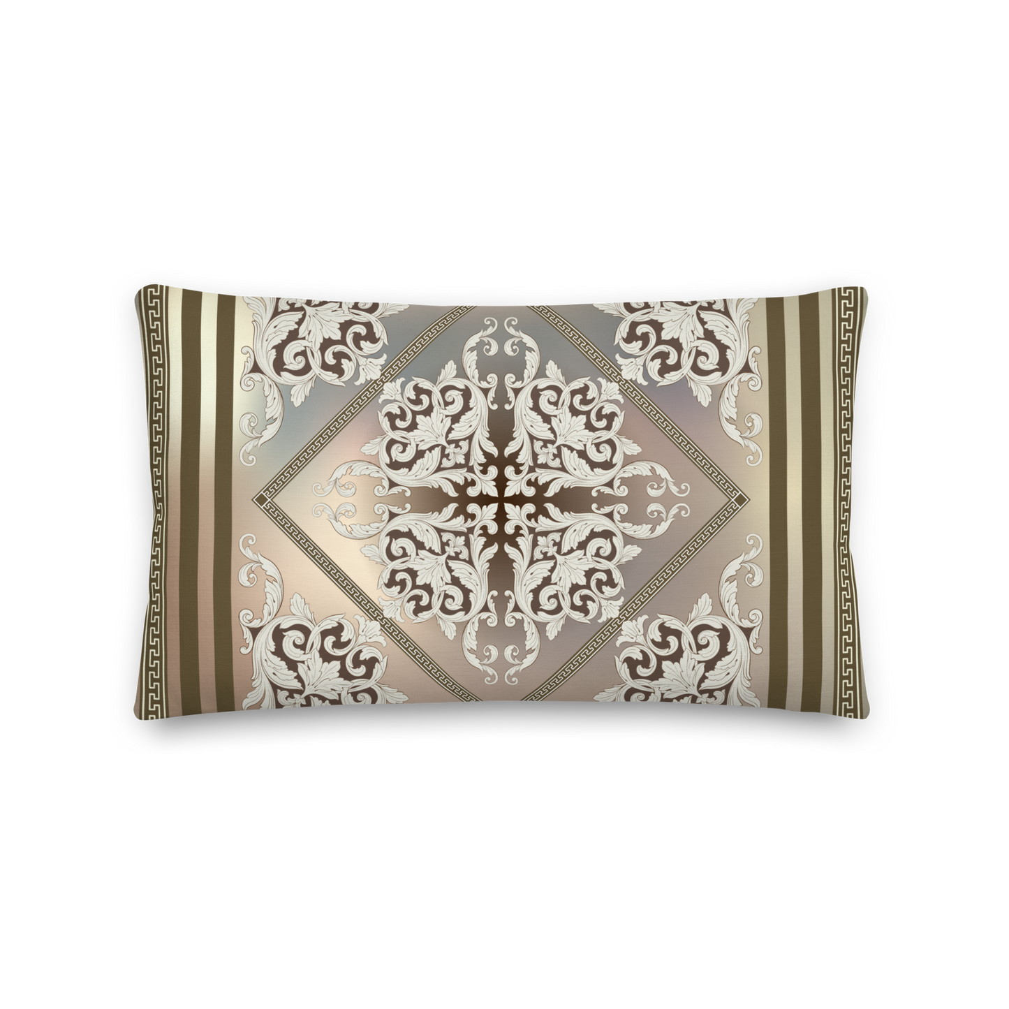 Greek Key Bronze Cream Ornate Premium Pillow