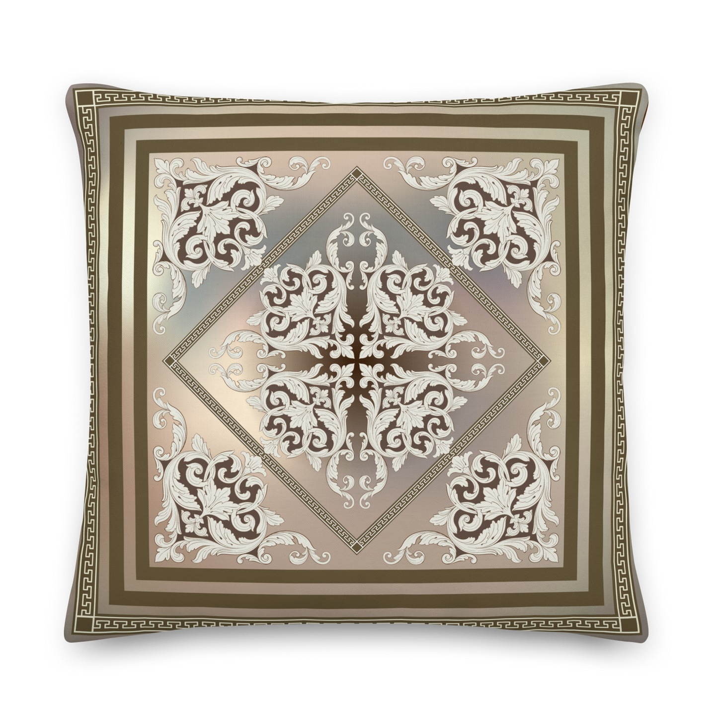 Greek Key Bronze Cream Ornate Premium Pillow