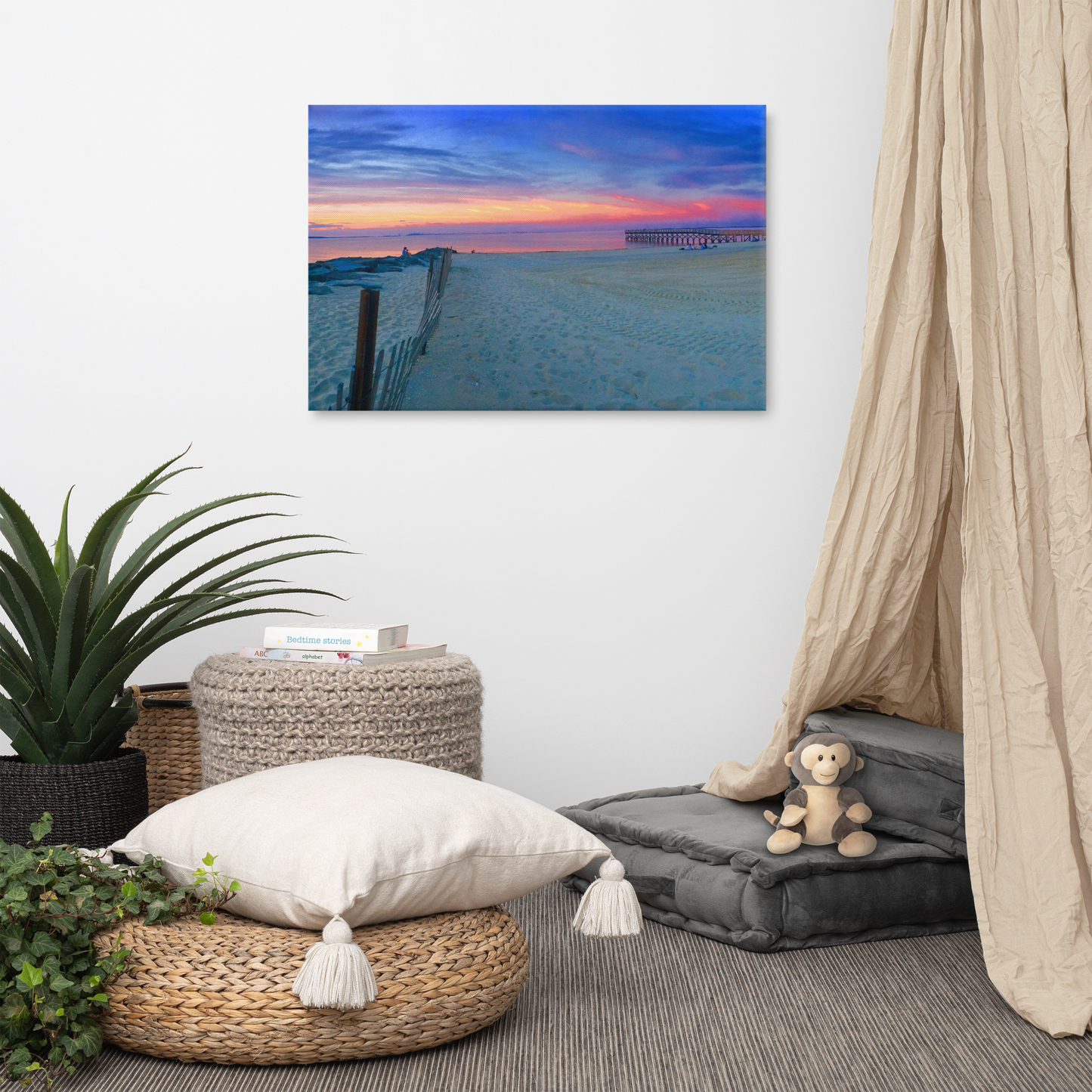 New Jersey Beach Sunset Horizontal Photo on Canvas