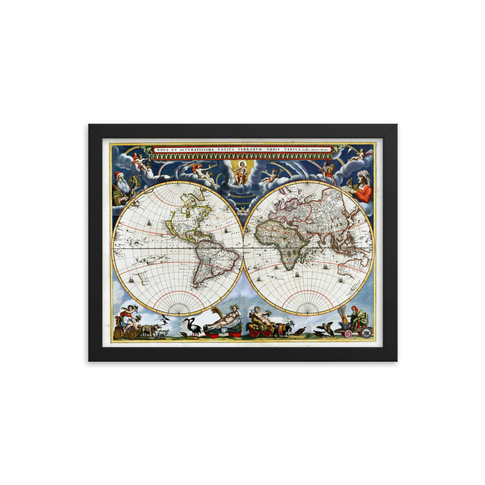 Atlas 1662 Johannes Blaeu Map Framed Poster
