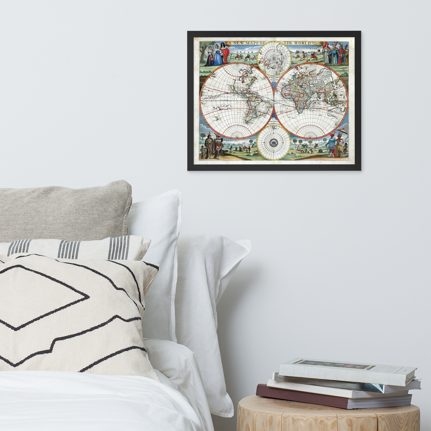1676 A New Map of the World Framed Poster
