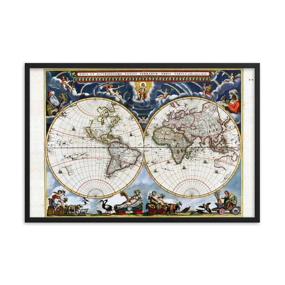 Atlas 1662 Johannes Blaeu Map Framed Poster
