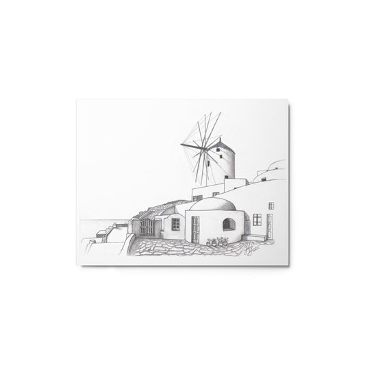 Yiorgos Drawing Oia Santorini Metal prints
