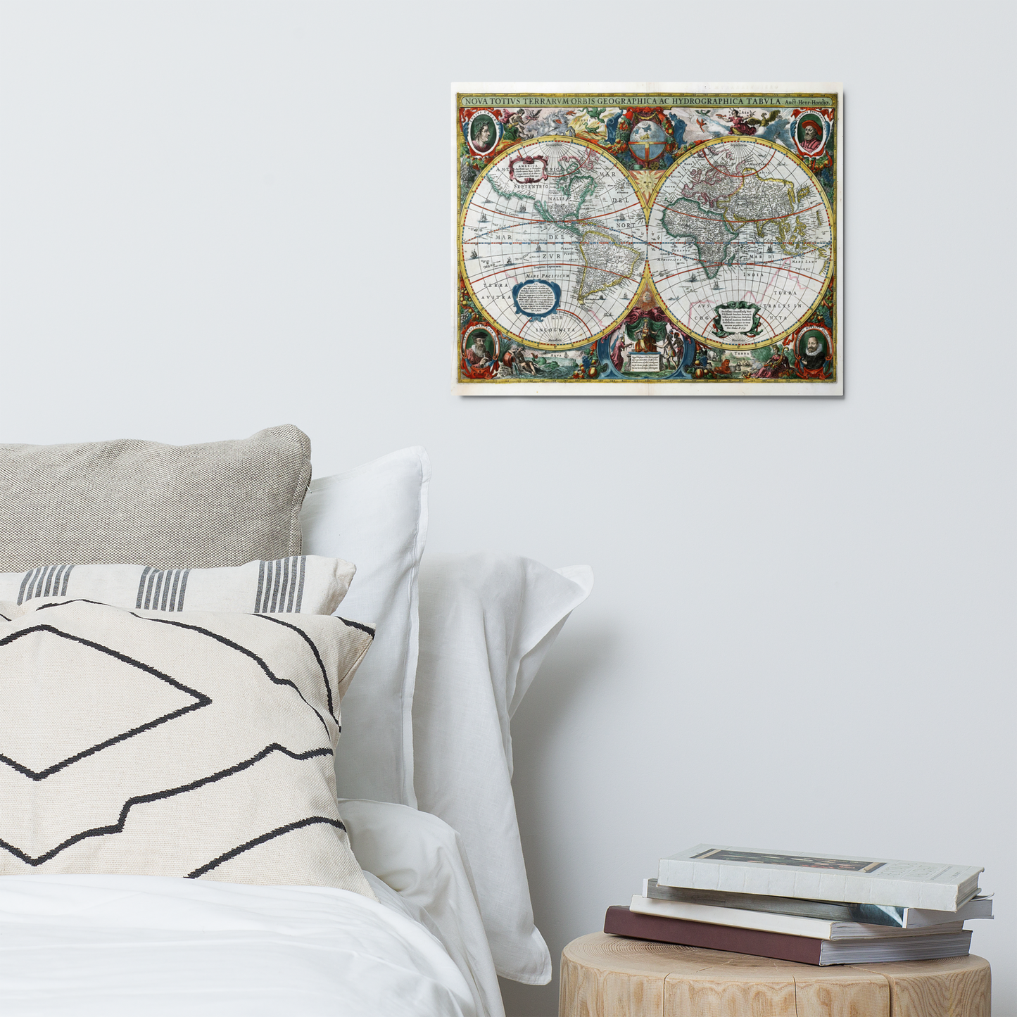 Atlas 1641 Henricus Hondius Map of the World Metal prints
