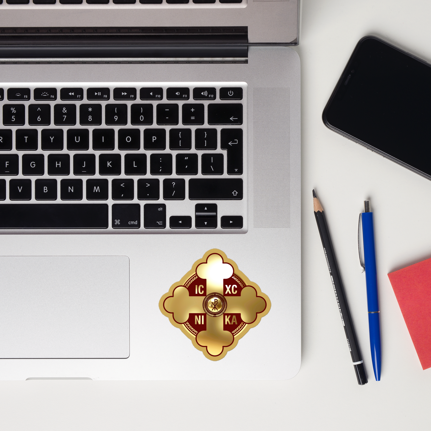 Greek Orthodox Cross Gold Bubble-free stickers