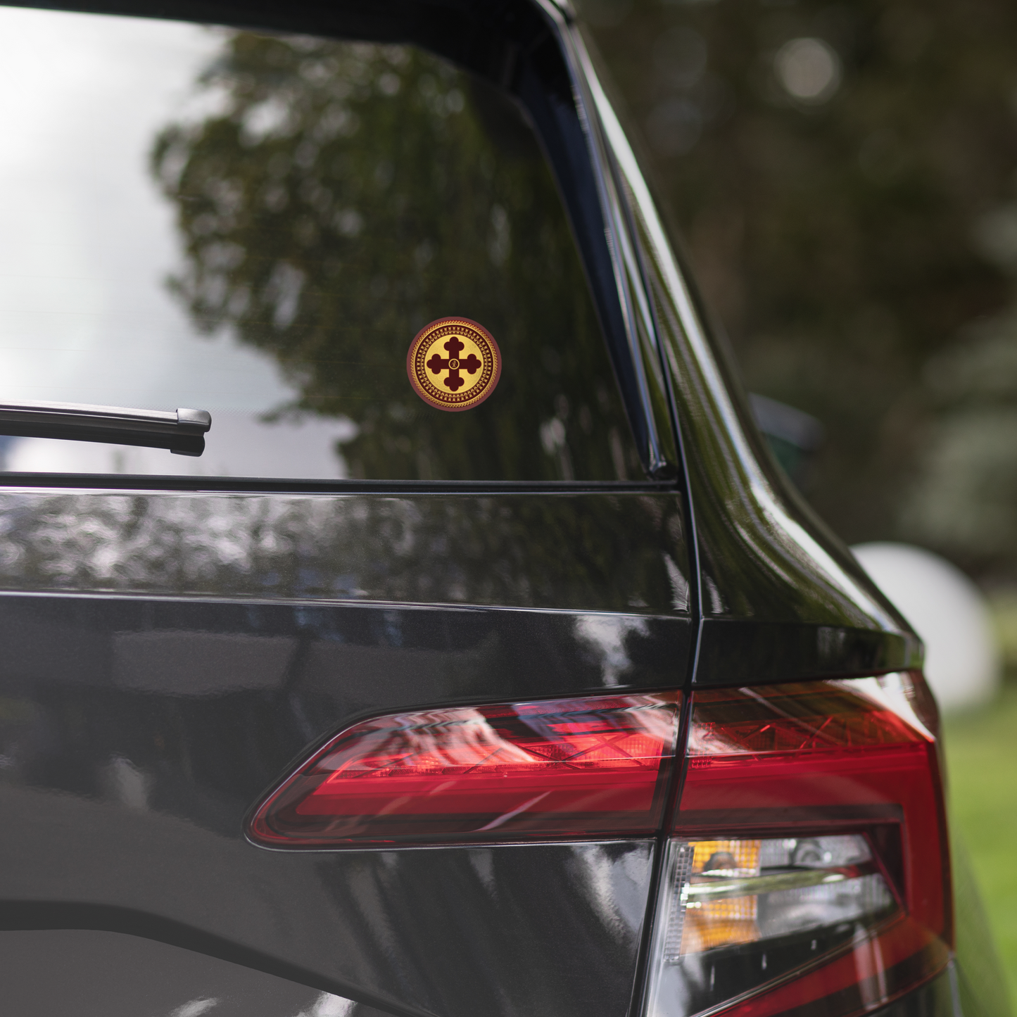 Greek Orthodox Cross Maroon Gold Bubble-free stickers
