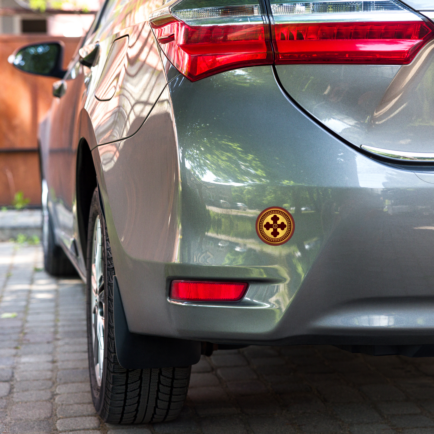 Greek Orthodox Cross Maroon Gold Bubble-free stickers