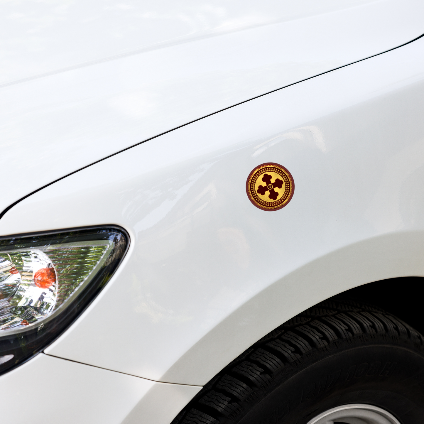 Greek Orthodox Cross Maroon Gold Bubble-free stickers
