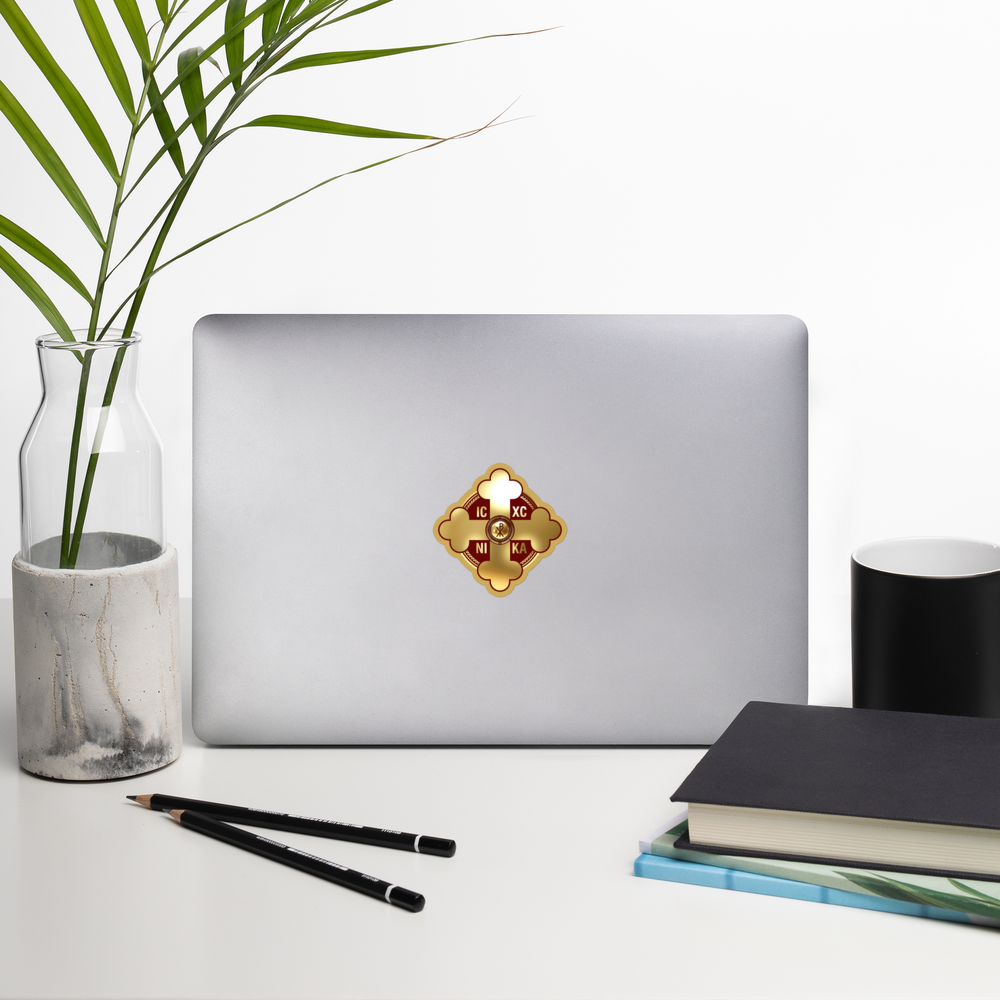 Greek Orthodox Cross Gold Bubble-free stickers