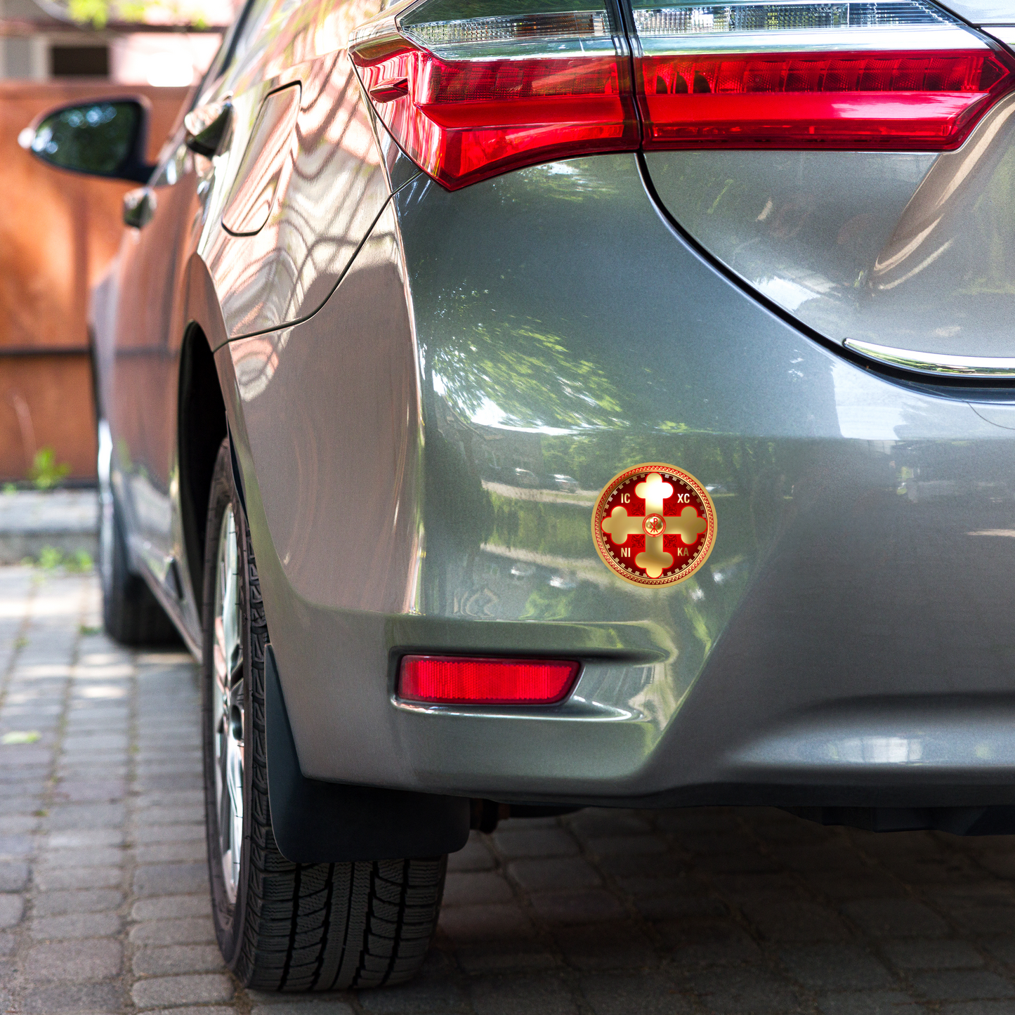 Greek Orthodox Cross Gold Red Bubble-free stickers