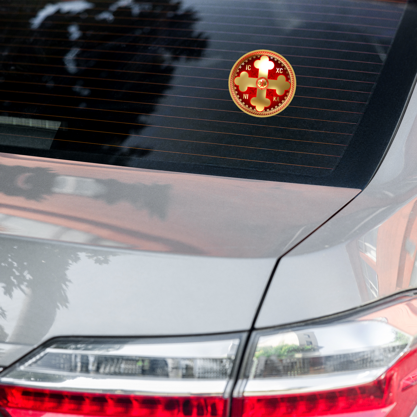 Greek Orthodox Cross Gold Red Bubble-free stickers