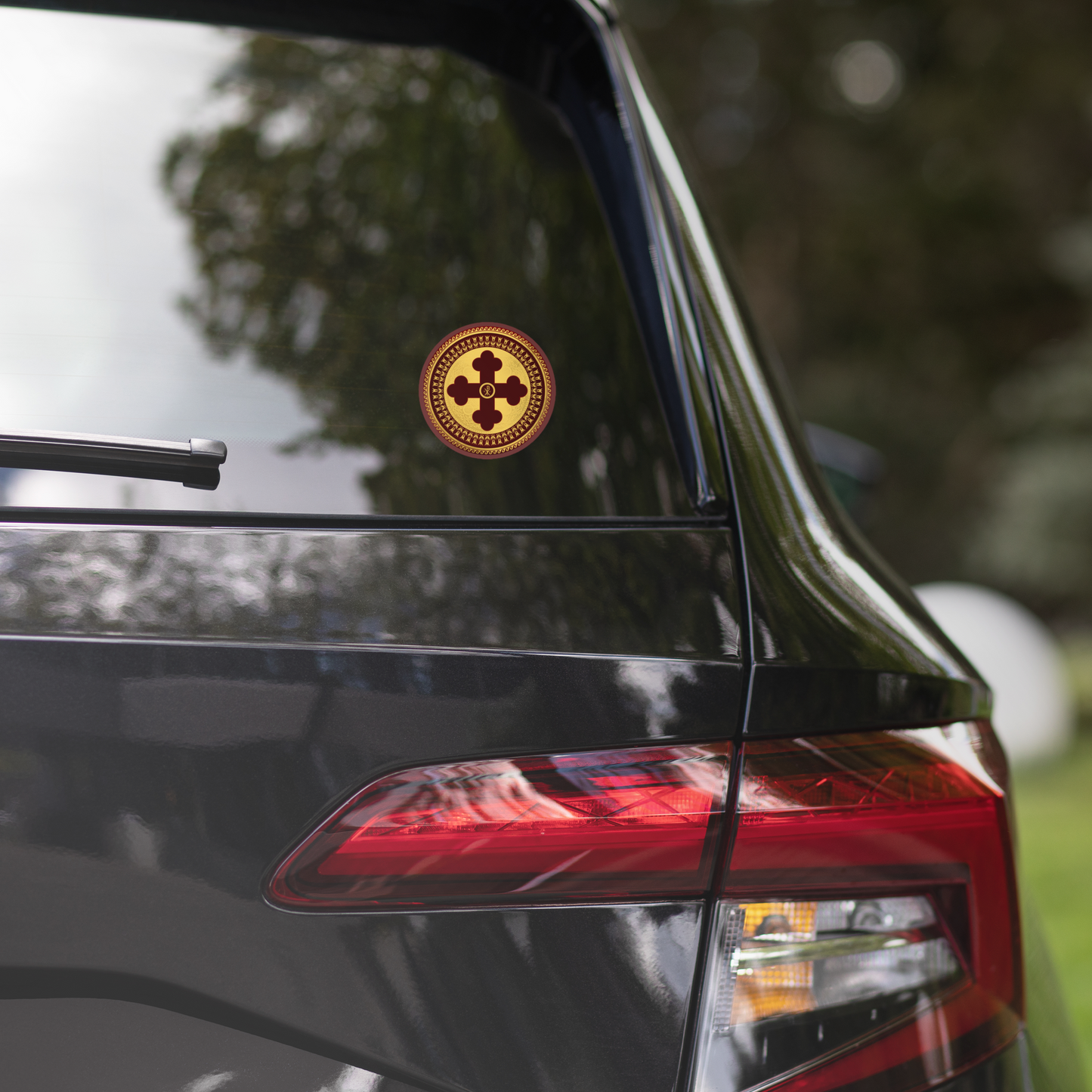 Greek Orthodox Cross Maroon Gold Bubble-free stickers