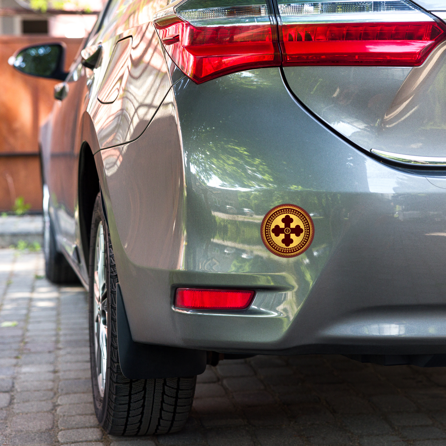 Greek Orthodox Cross Maroon Gold Bubble-free stickers