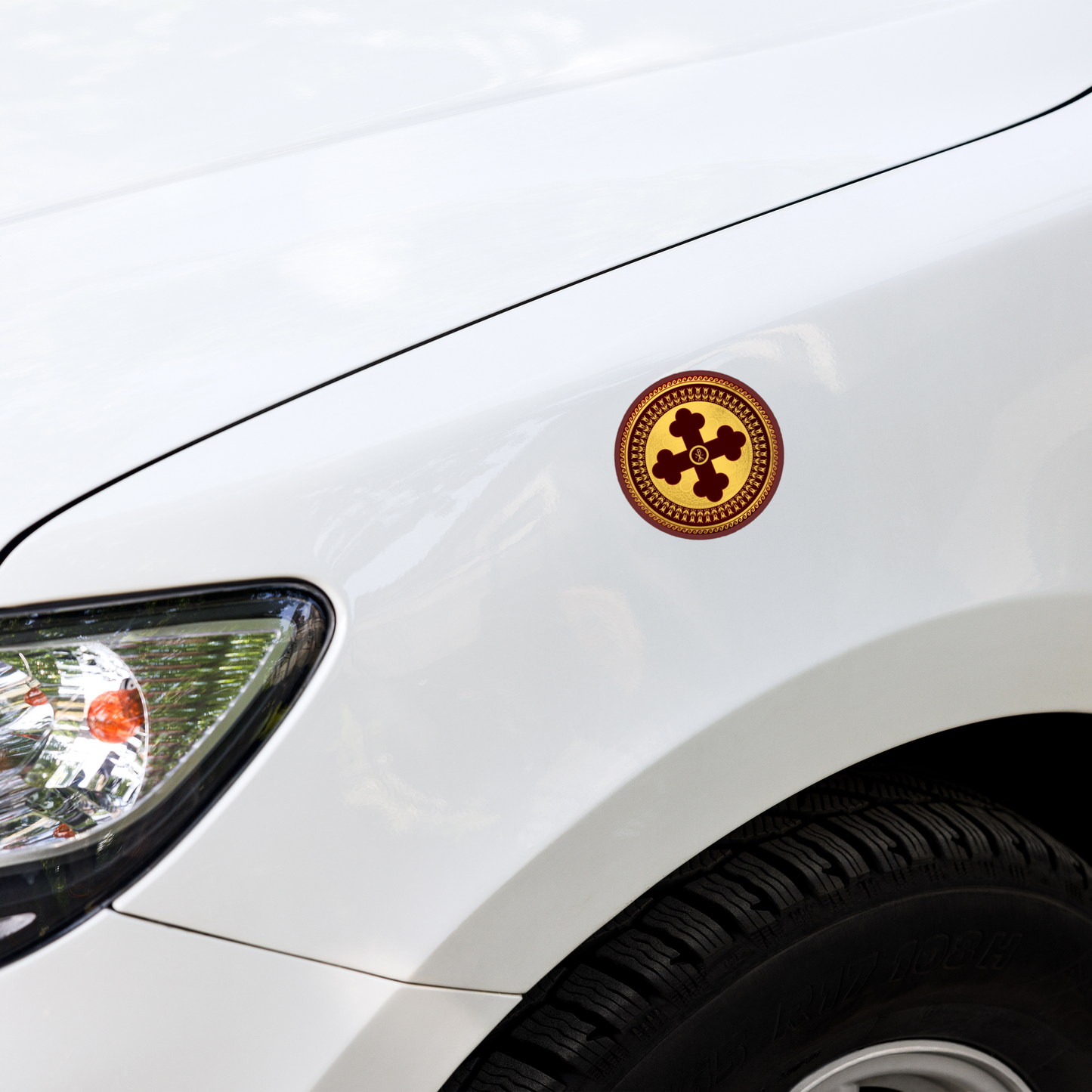 Greek Orthodox Cross Maroon Gold Bubble-free stickers