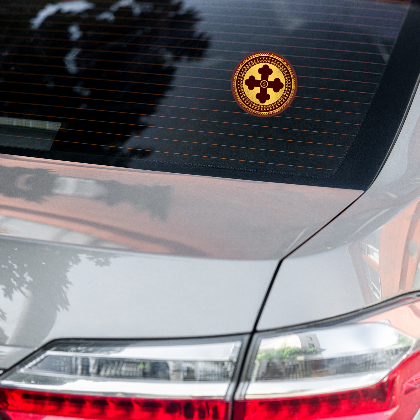 Greek Orthodox Cross Maroon Gold Bubble-free stickers