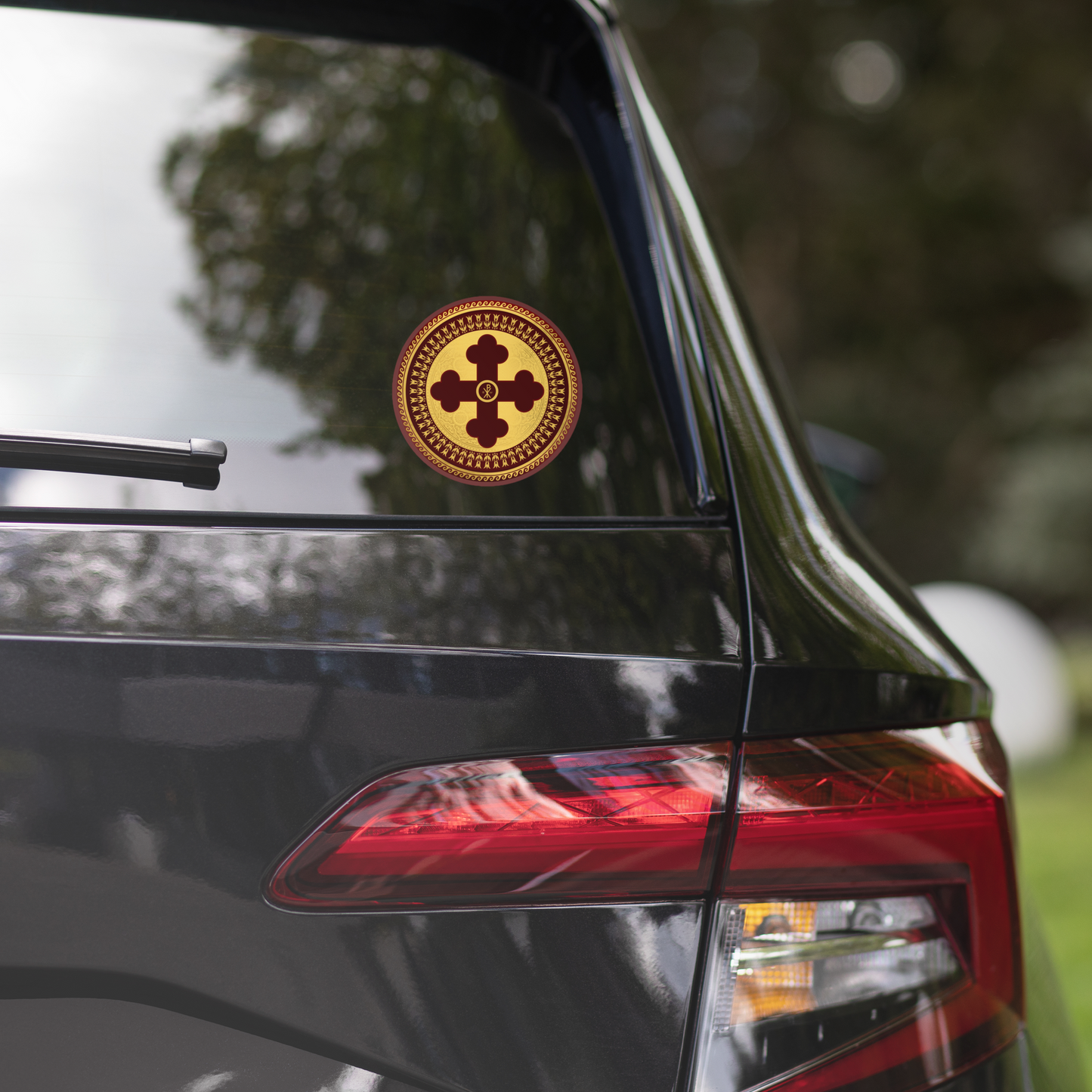Greek Orthodox Cross Maroon Gold Bubble-free stickers