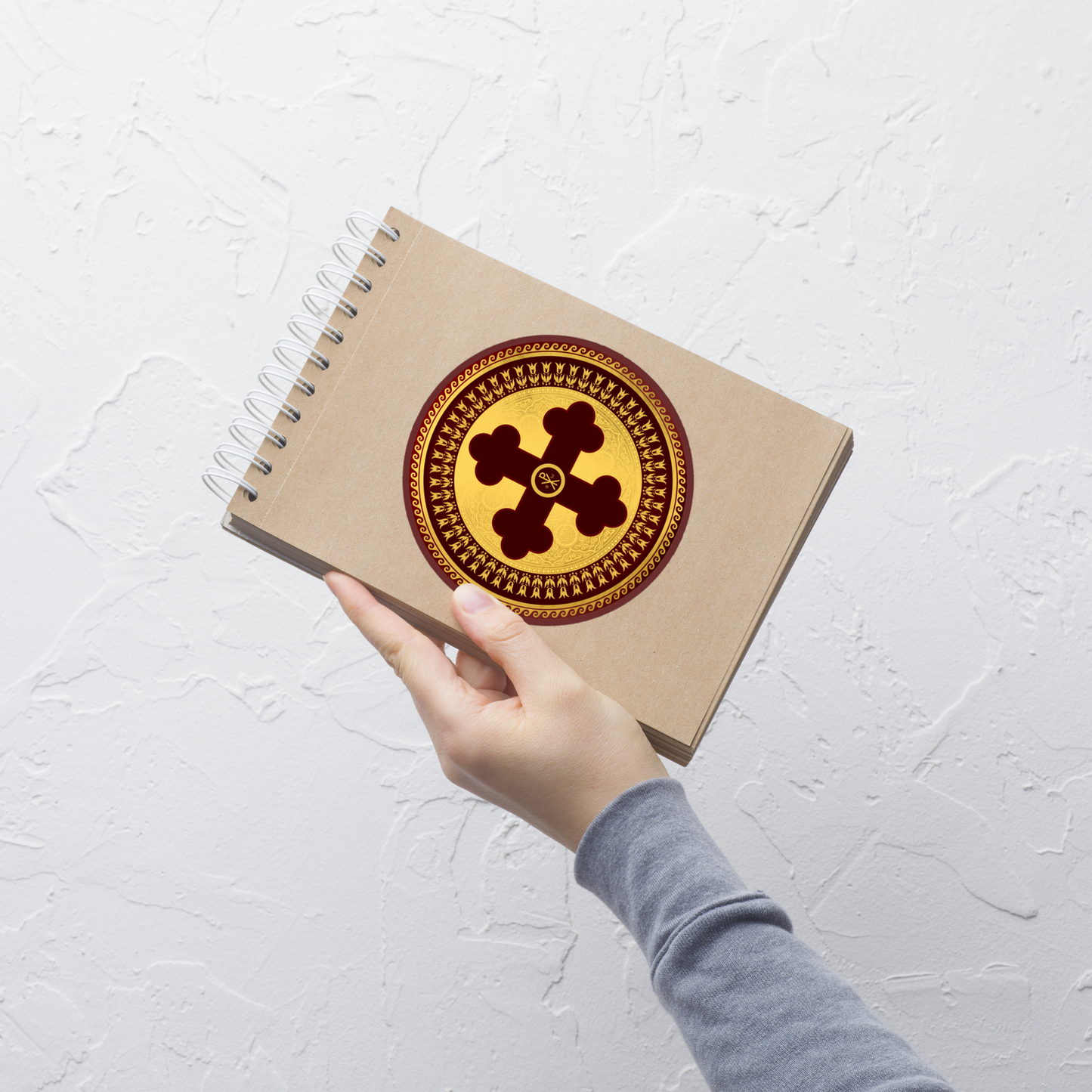 Greek Orthodox Cross Maroon Gold Bubble-free stickers