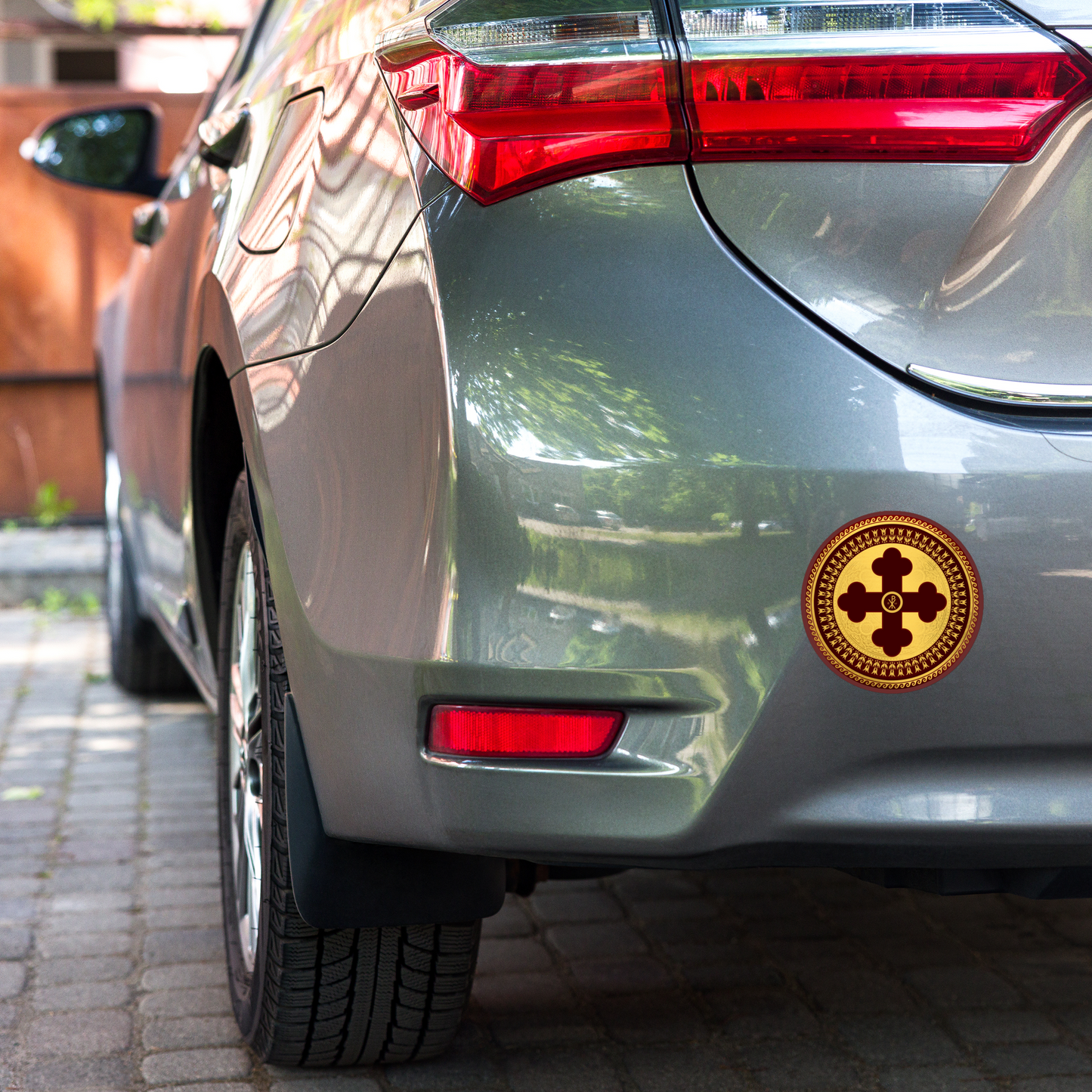 Greek Orthodox Cross Maroon Gold Bubble-free stickers