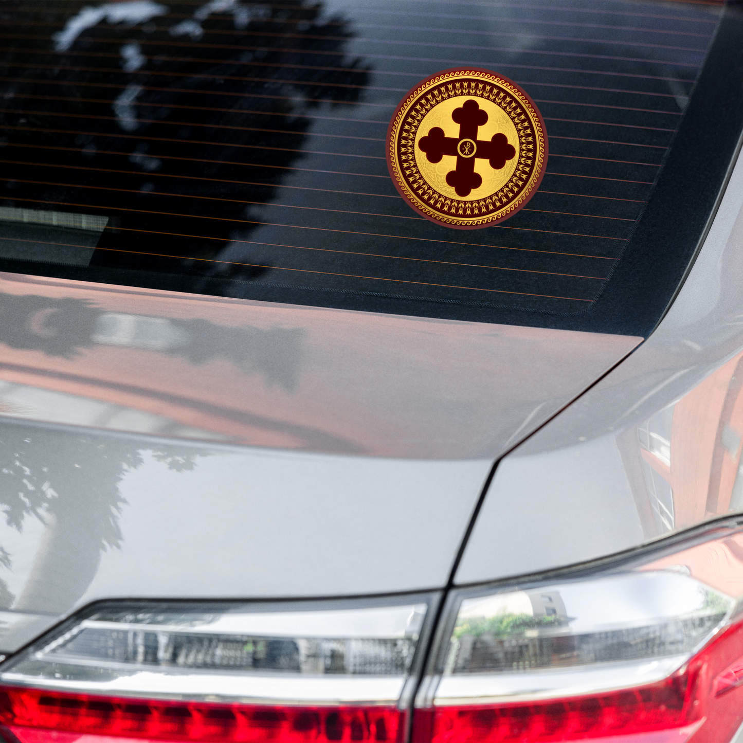 Greek Orthodox Cross Maroon Gold Bubble-free stickers