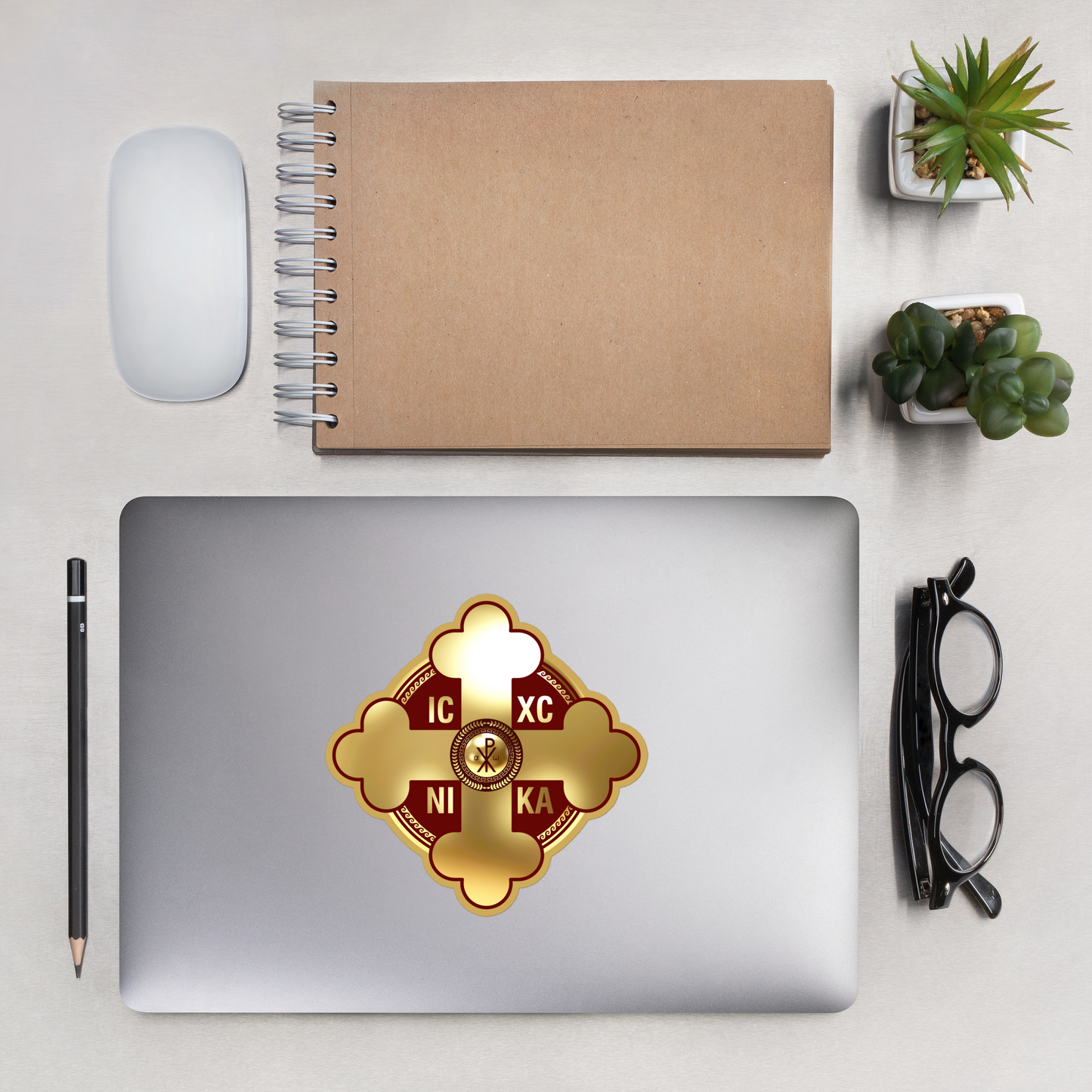 Greek Orthodox Cross Gold Bubble-free stickers