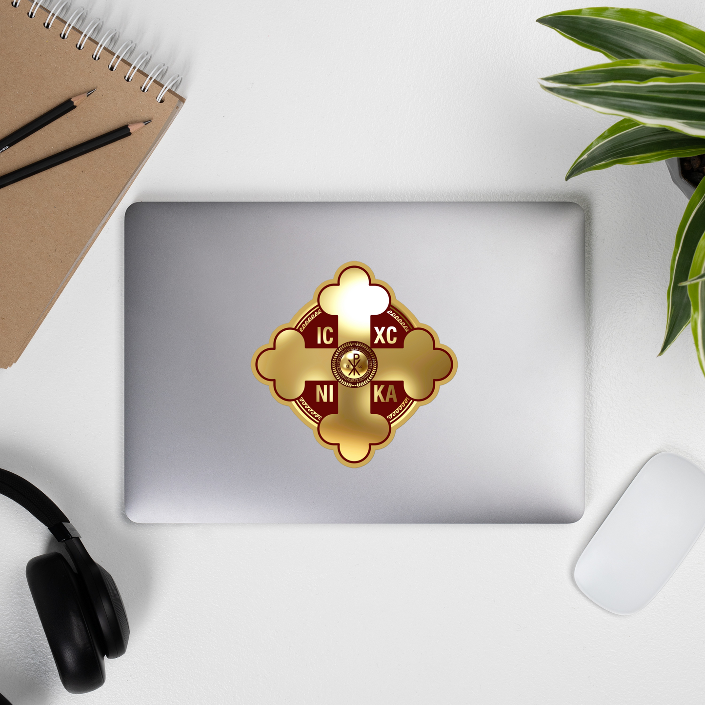 Greek Orthodox Cross Gold Bubble-free stickers