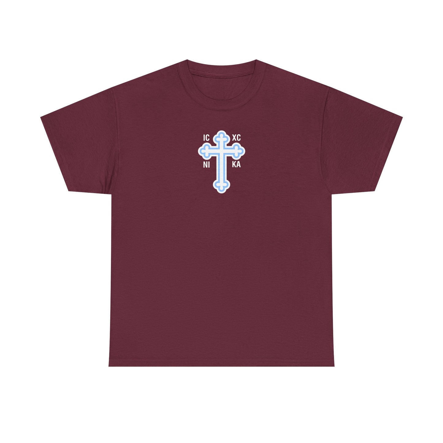 Greek Orthodox Cross White Blue GOYA Unisex Heavy Cotton Tee