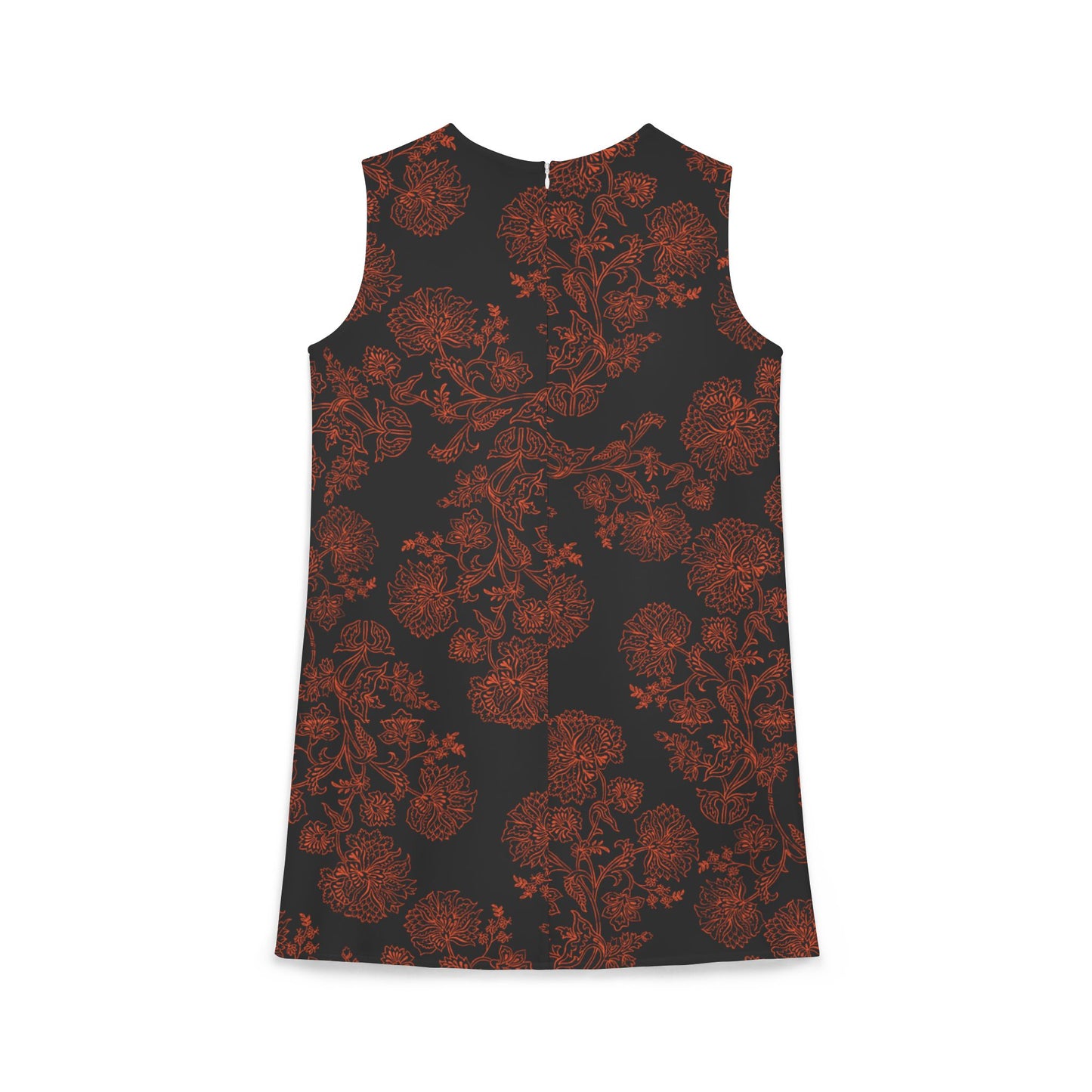 Black Pink Floral Black A-line Sleeveless Dress