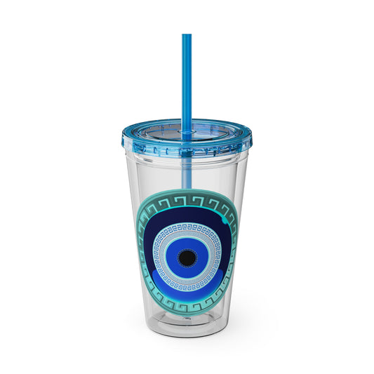 Mati Evil Eye Sunsplash Tumbler with Straw, 16oz