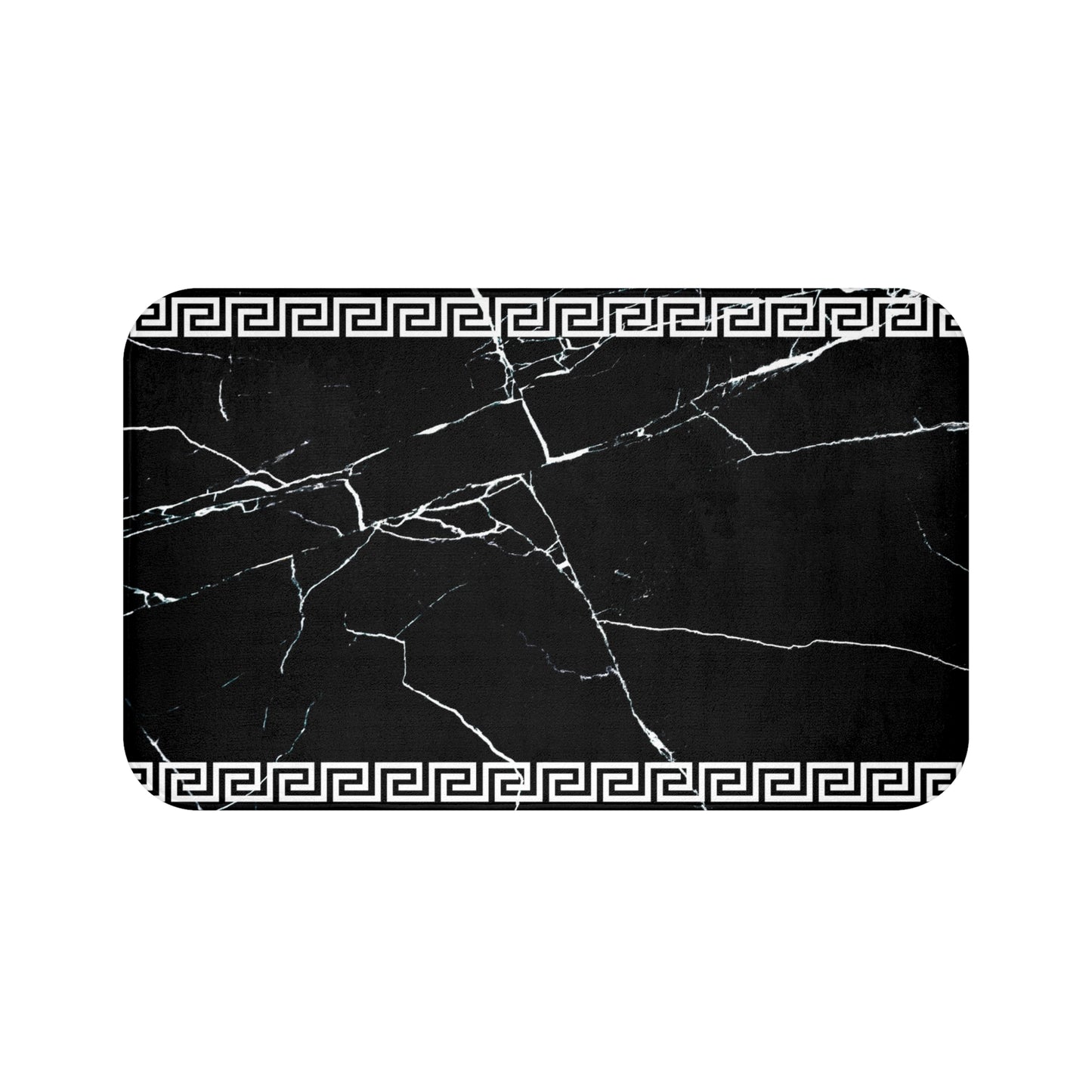 Black White Greek Key Marble Bath Mat