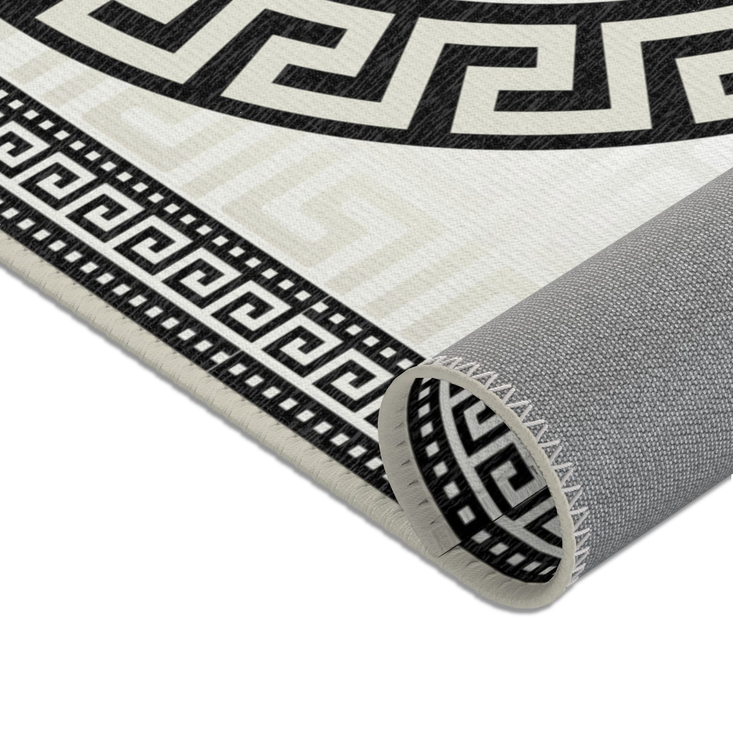 Greek Keys Tan Black Area Rugs