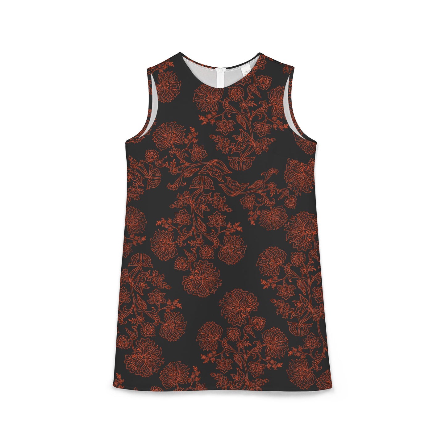 Black Pink Floral Black A-line Sleeveless Dress