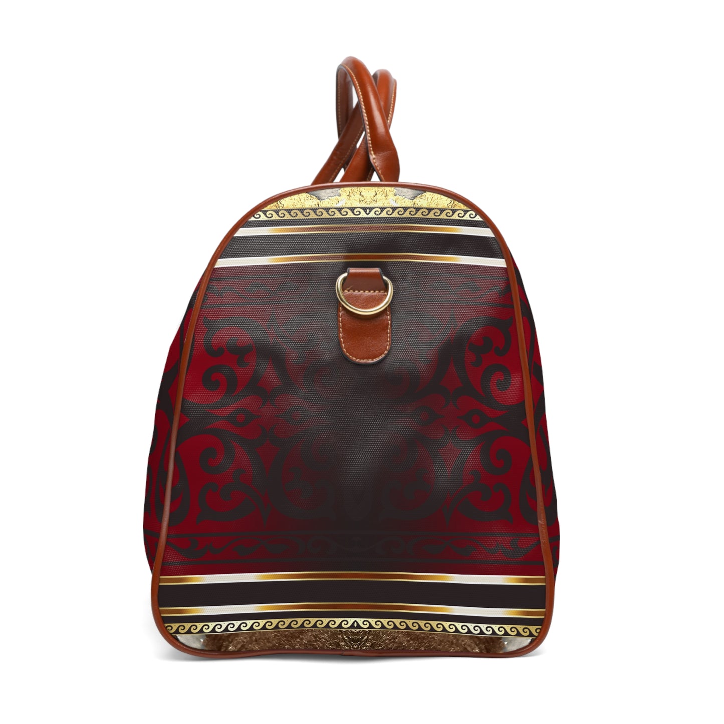 Maroon Black Red Gold Greek Key Waterproof Travel Bag