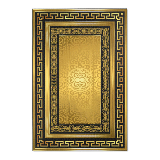 Gold & Black Greek Keys Gold Black Trim Area Rugs