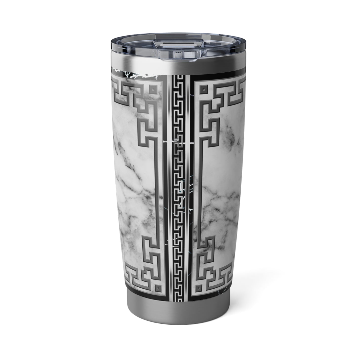 Greek Key White Marbleized Flower Vagabond 20oz Tumbler