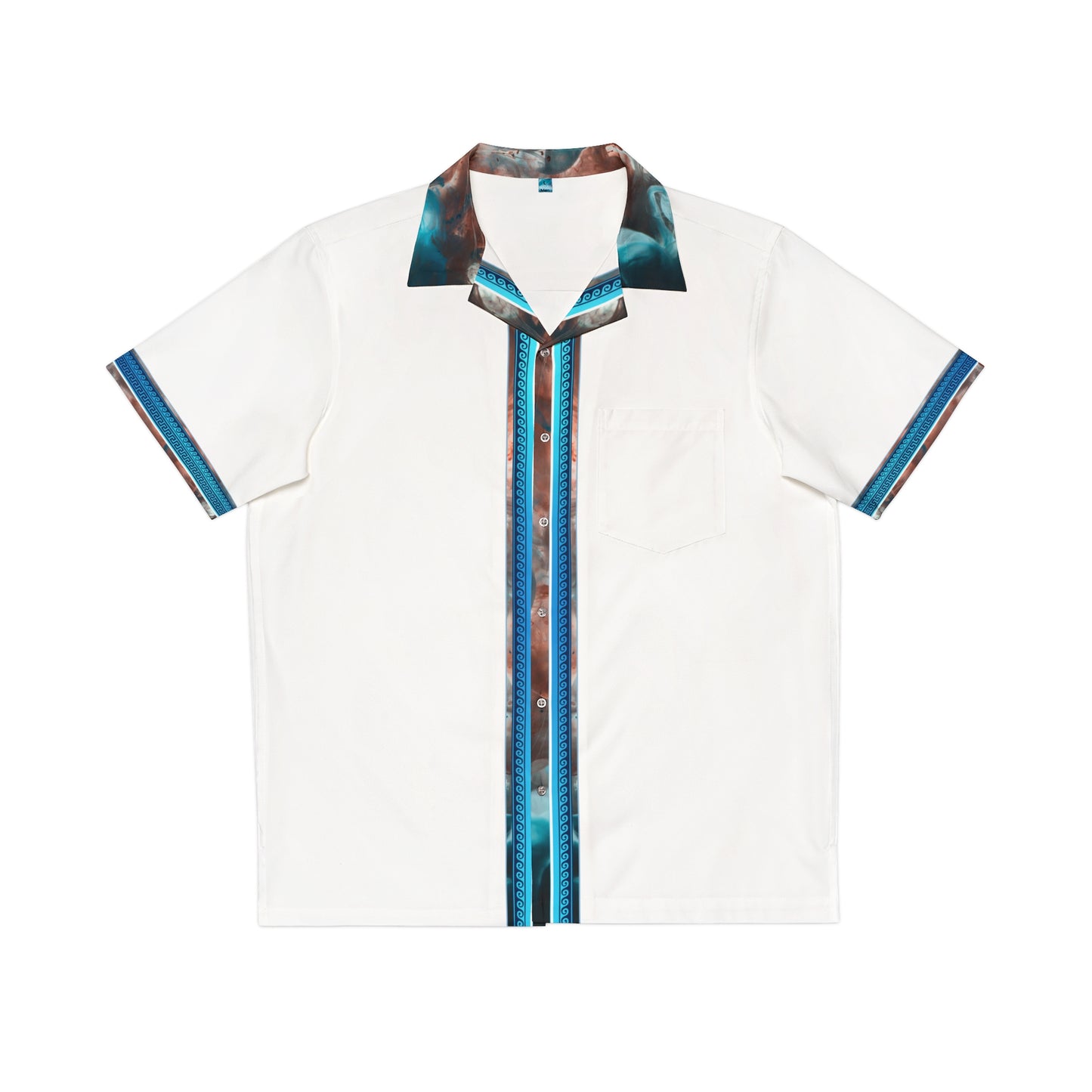 Black White Colorful Greek Key Hawaiian Style Shirt