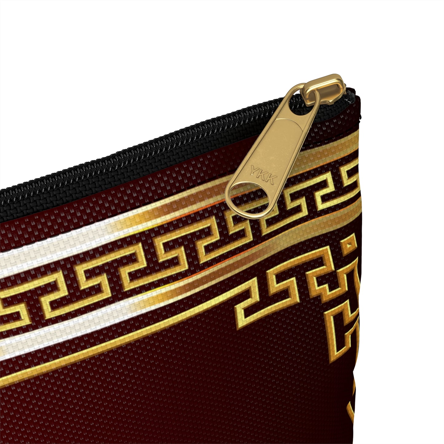 Greek Key Gold Maroon Accessory Pouch