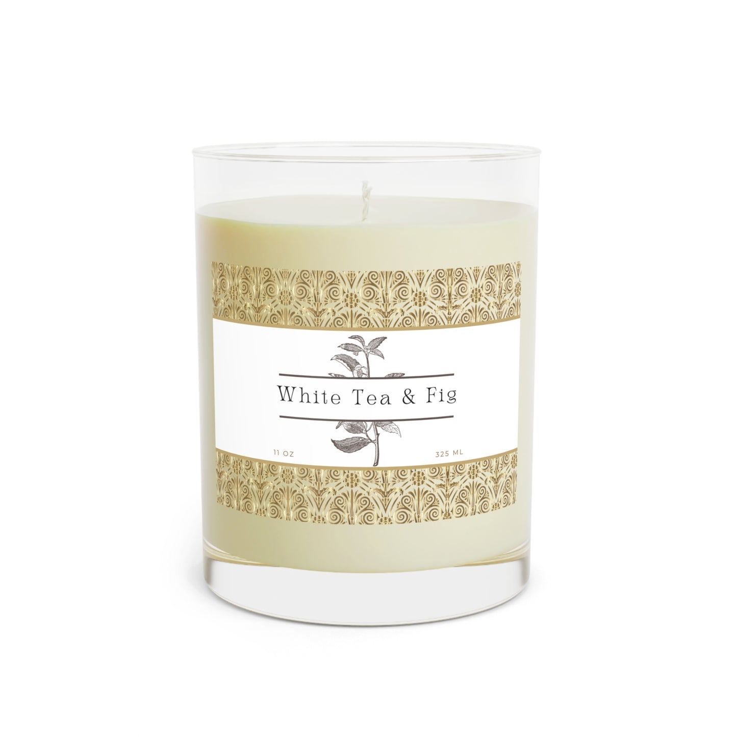 White Tea & Fig Scented Candle - Full Glass, 11oz