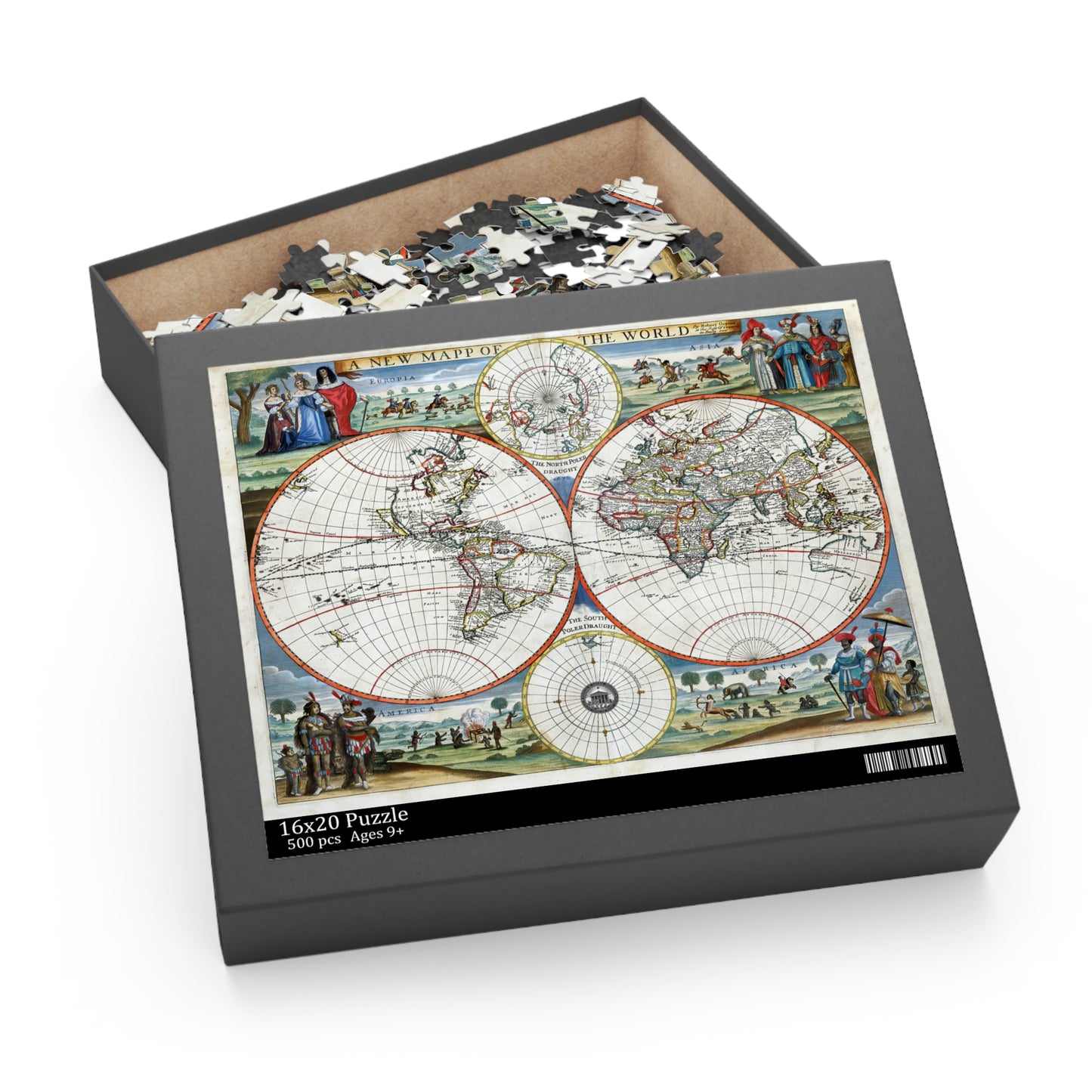 Atlas 1676 Map of the World Institute Natural Philosophy Puzzle (120, 252, 500-Piece)