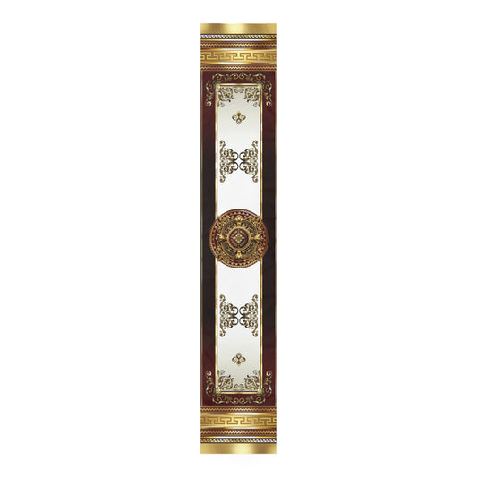 Greek Key Gold Black Maroon Cream Table Runner