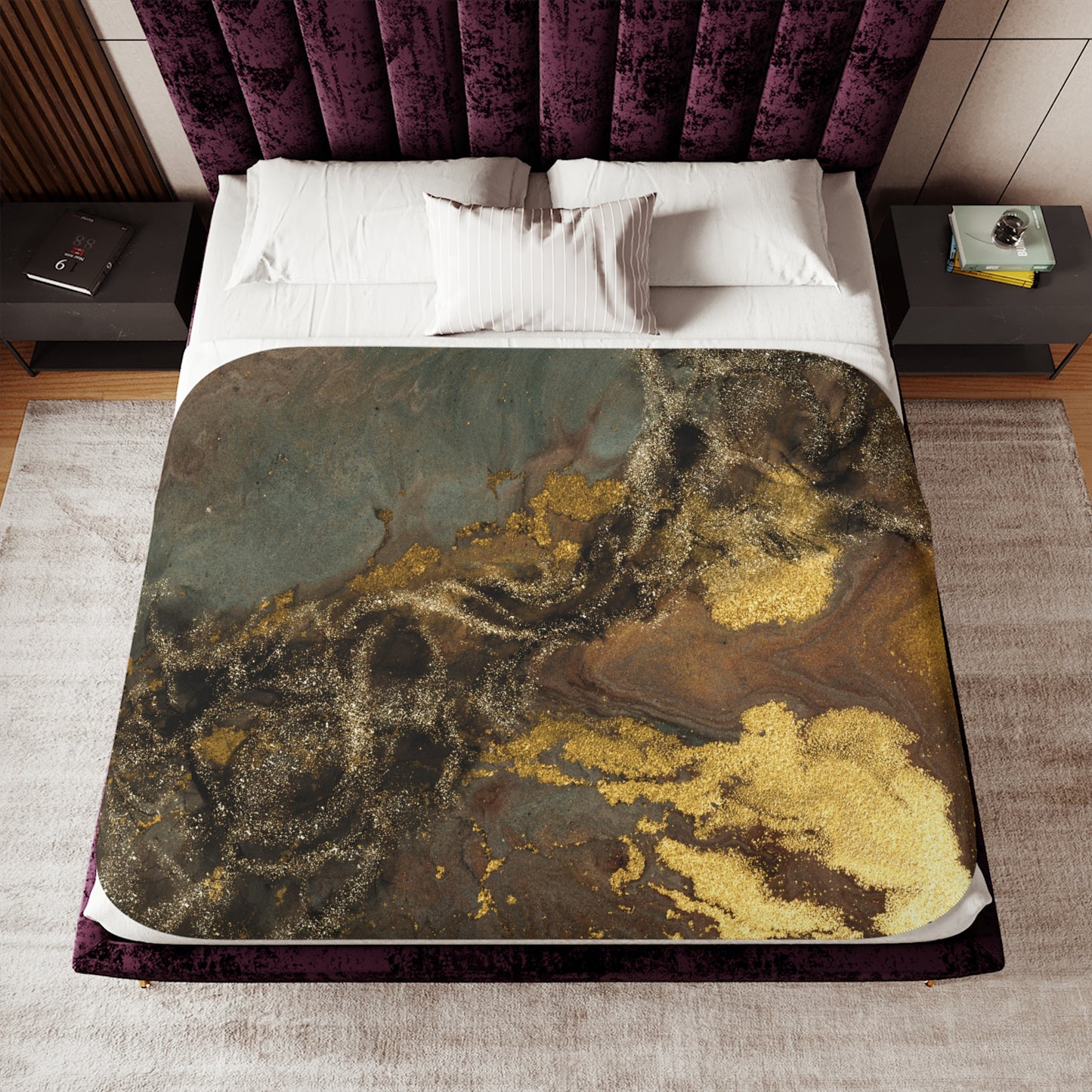 Abstract Brown Gold Sherpa Blanket