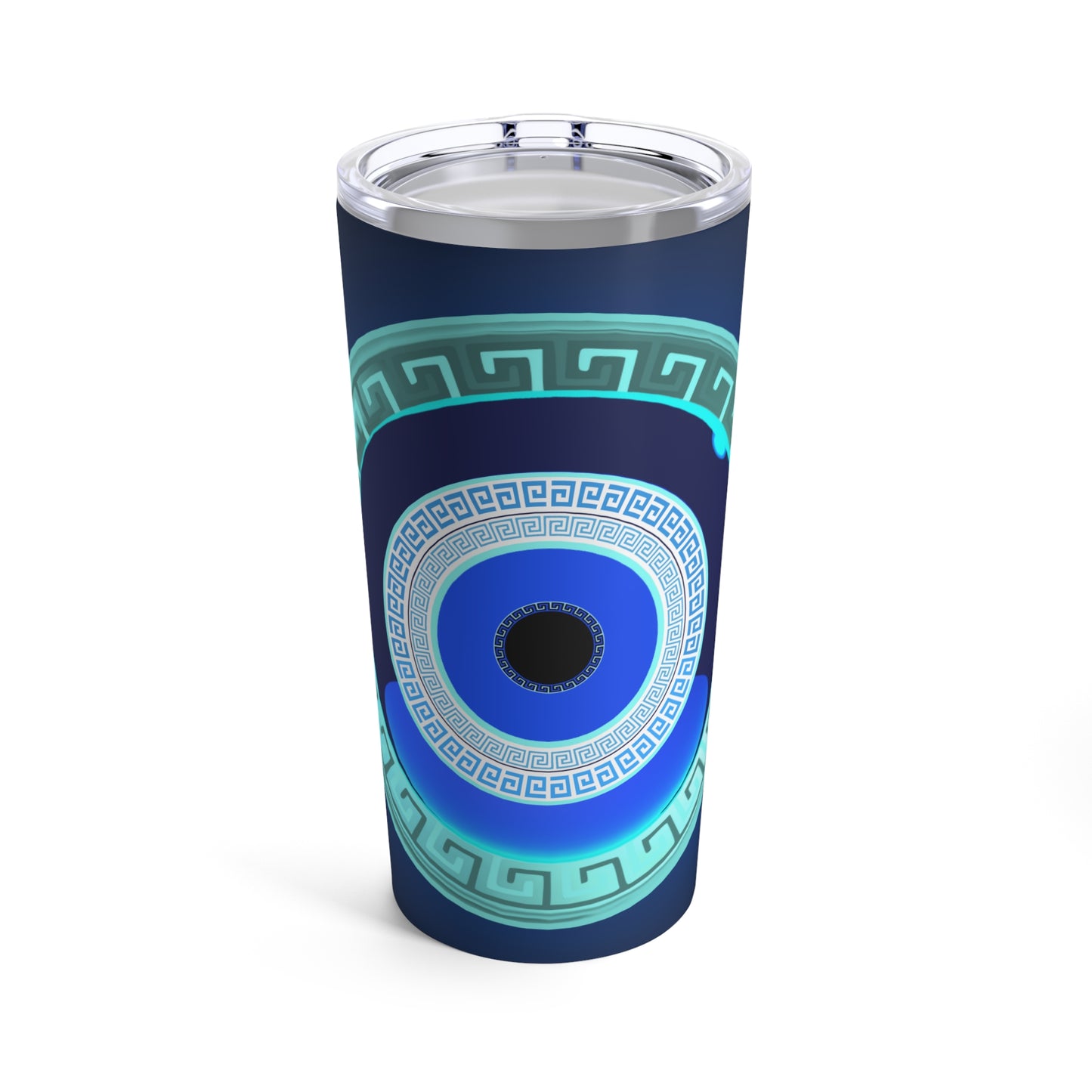 Mati Evil Eye Greek Keys Aqua Tumbler 20oz